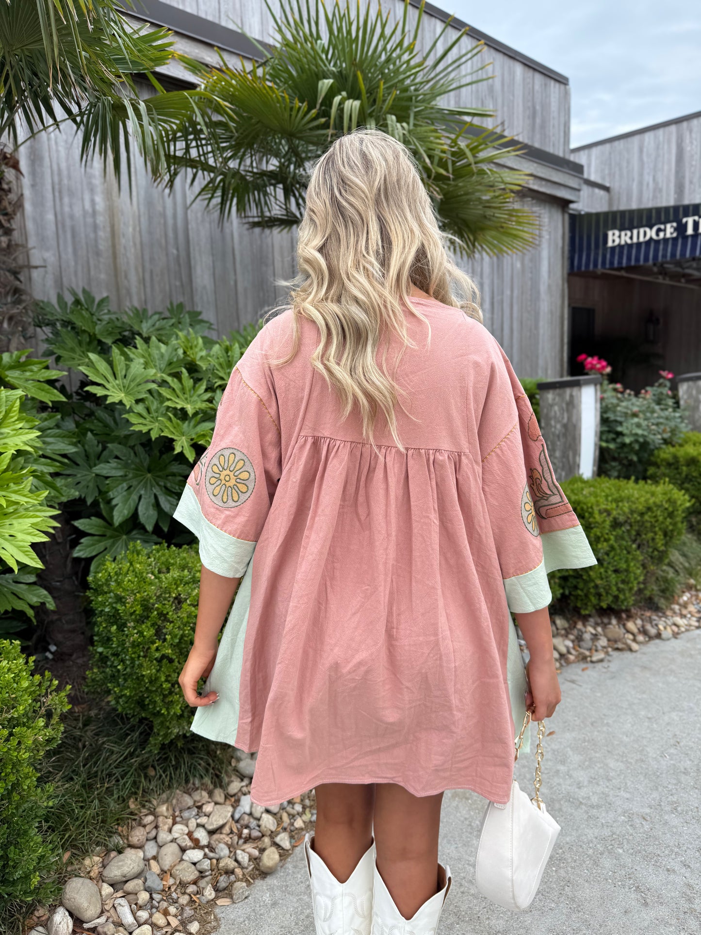 Boho Babe Embroidered Dress: Blush