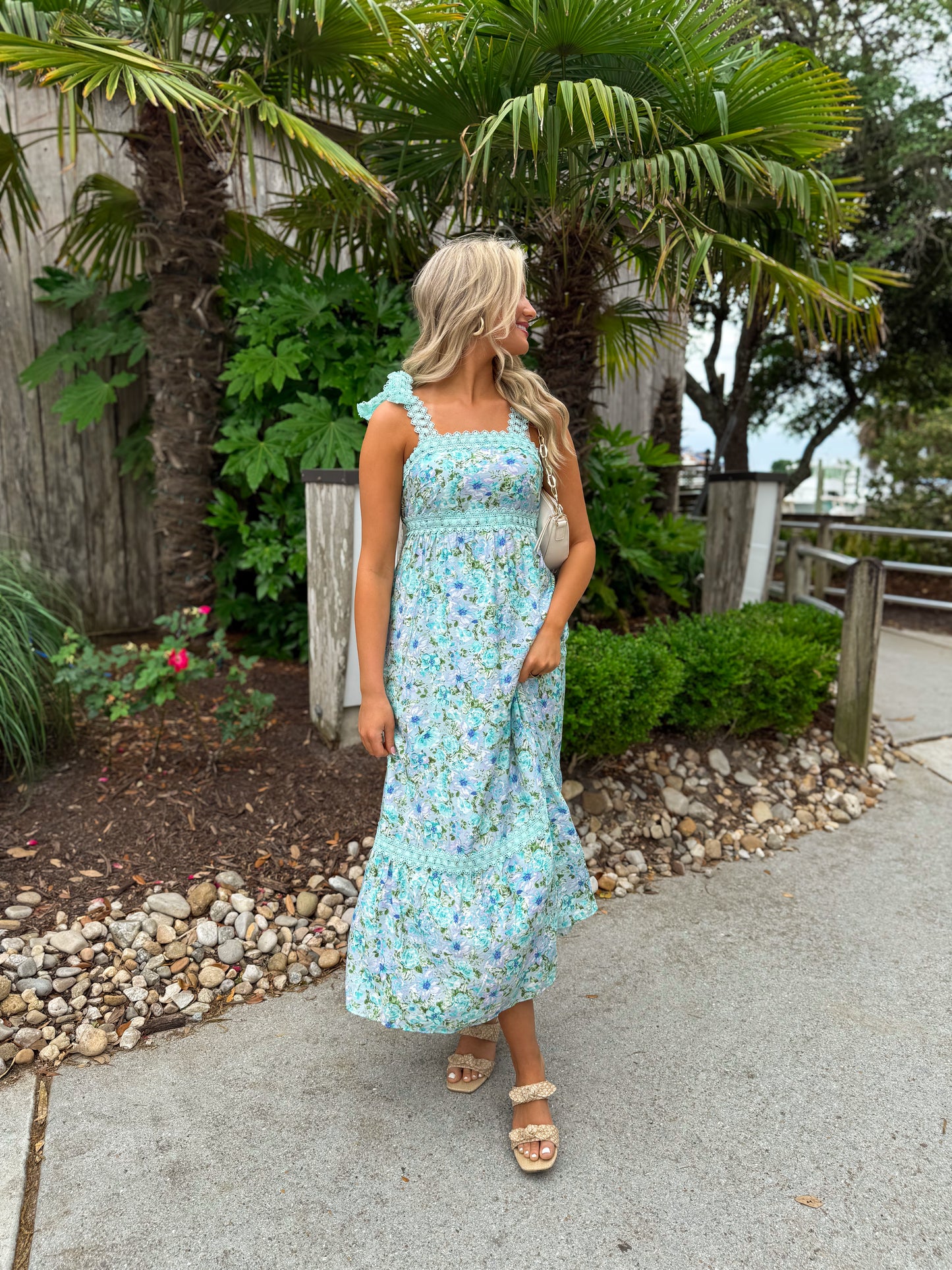 Wildflower Lane Maxi Dress: Aqua
