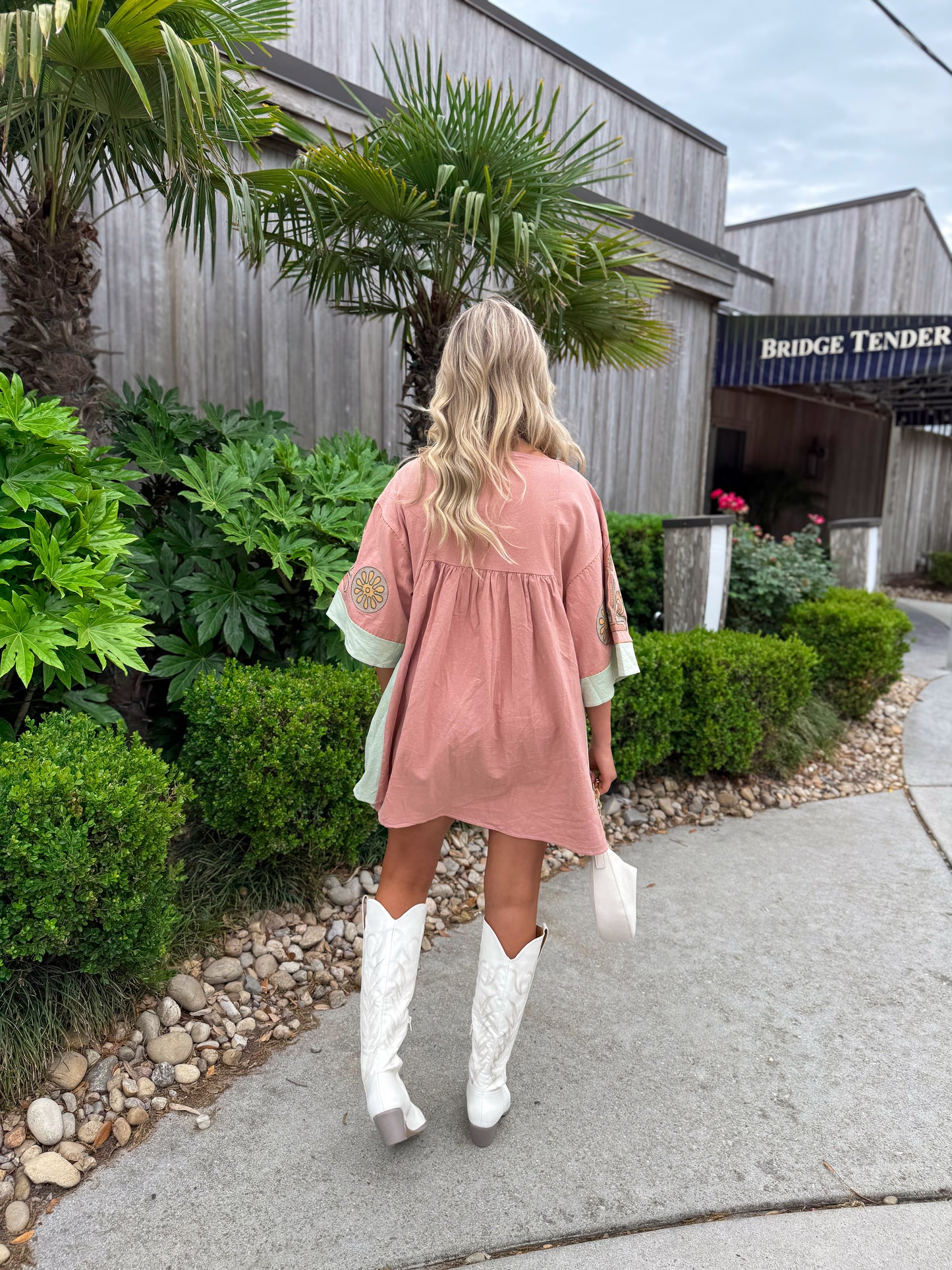 Boho Babe Embroidered Dress: Blush