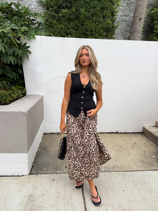 Midnight Muse Button Vest Top