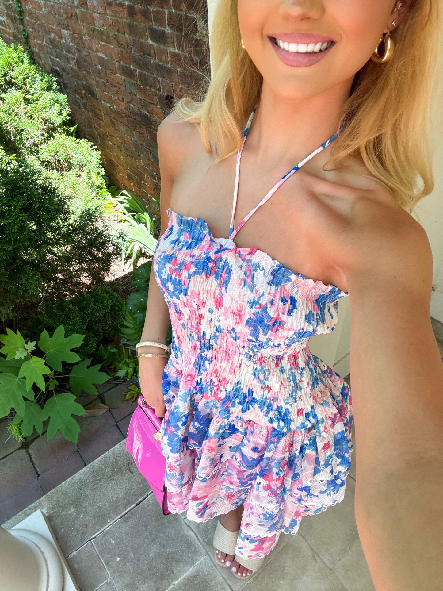 Sweet Garden Mini Dress: Royal Blue