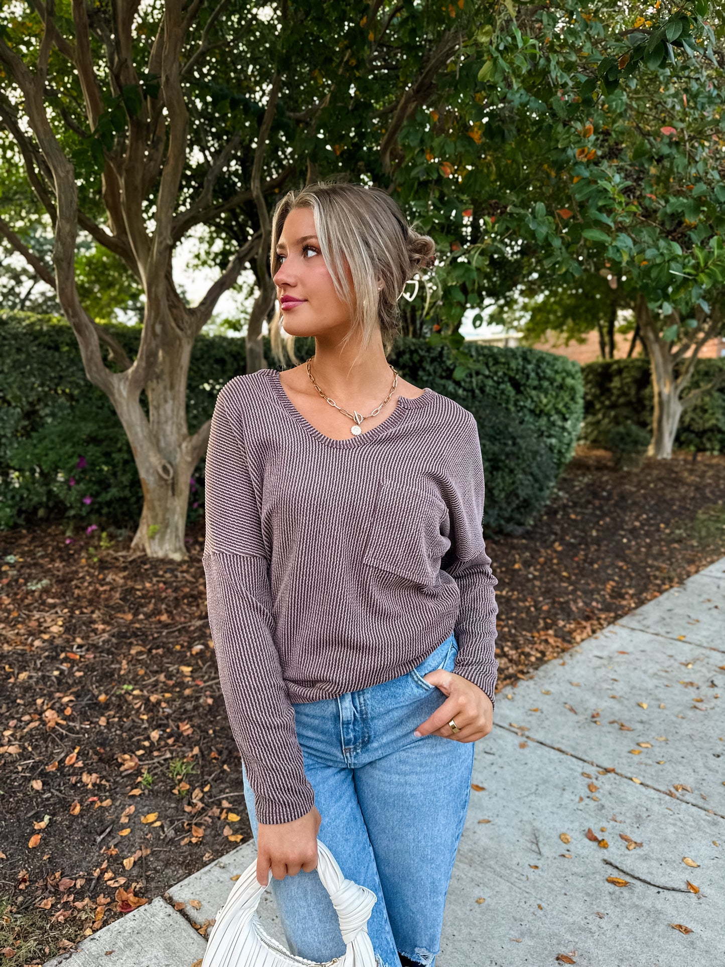 Easy Going Ribbed Top: Mocha
