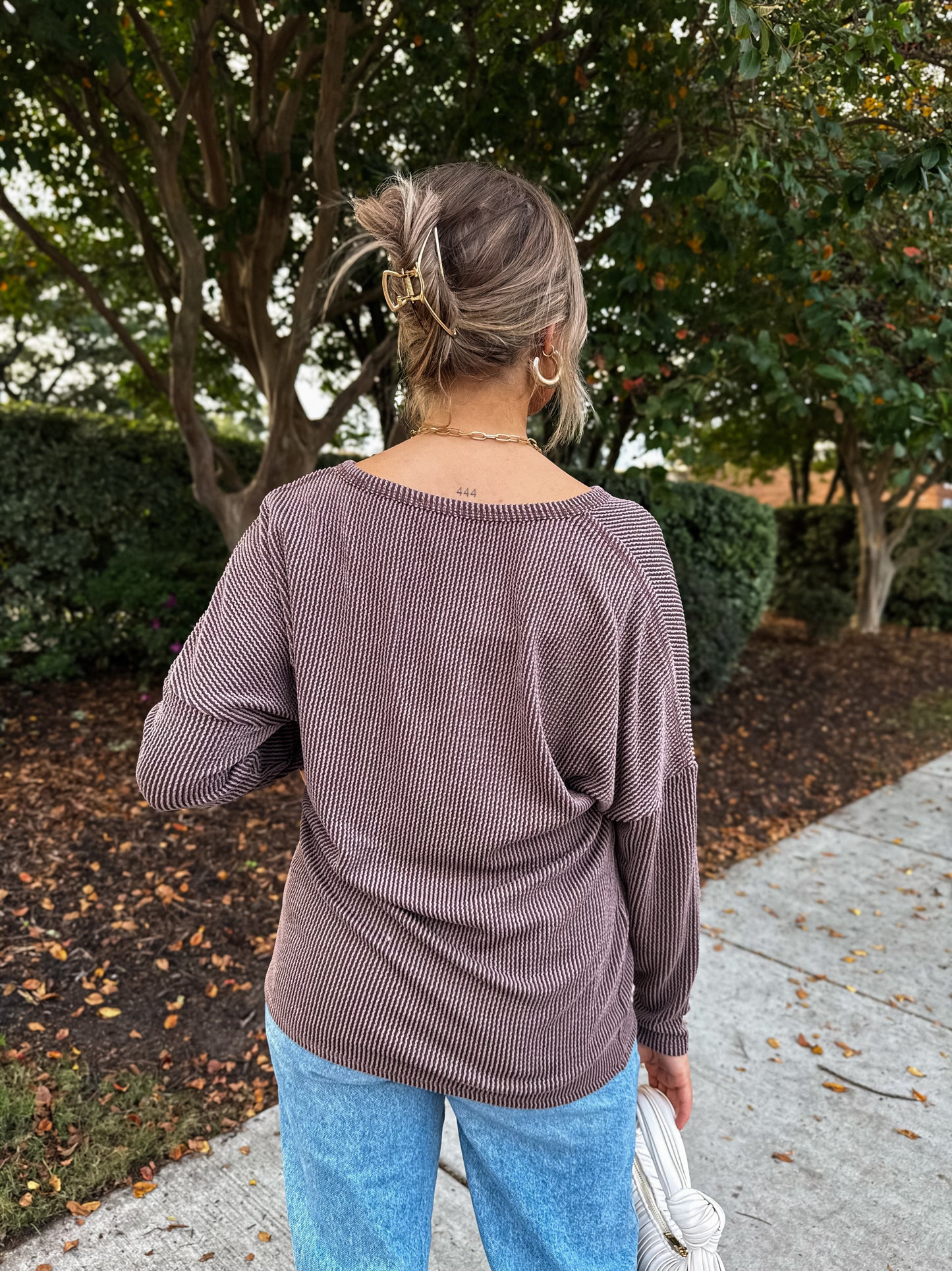 Easy Going Ribbed Top: Mocha