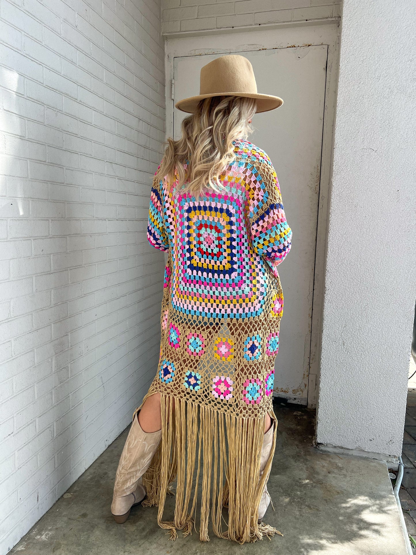 All I Really Want Crochet Duster: Tan