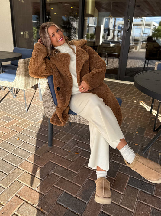 Go Where You Choose Sherpa Coat: Brown