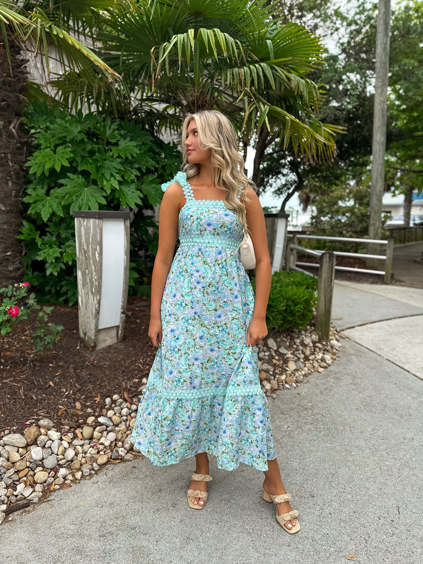 Wildflower Lane Maxi Dress: Aqua