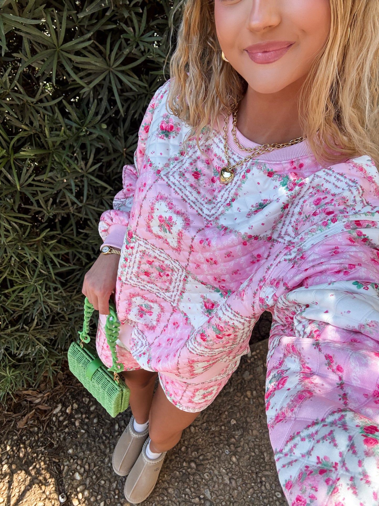 Pink Garden Quilted Set