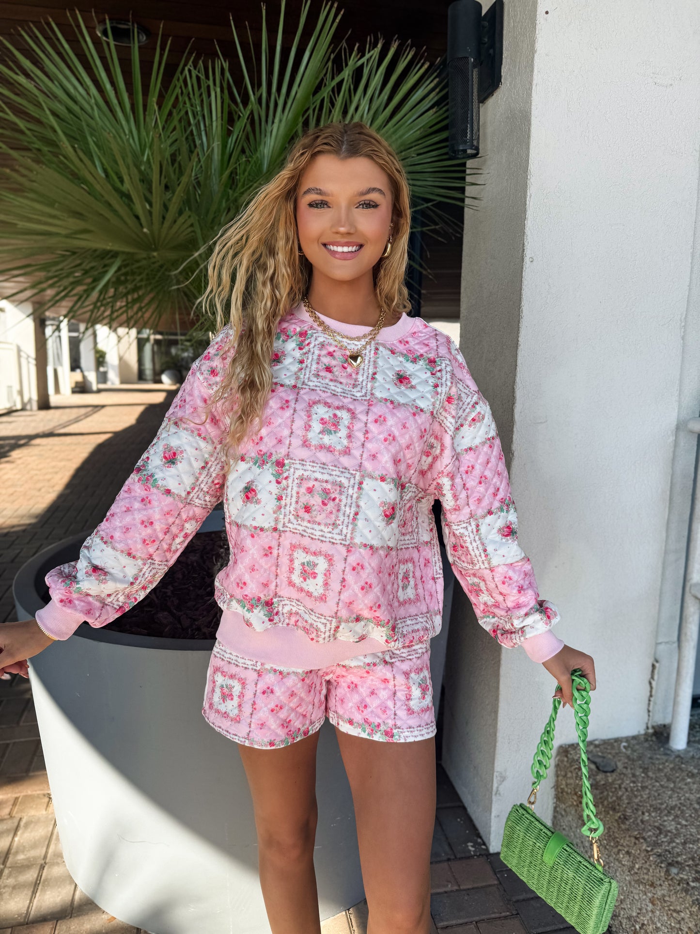 Pink Garden Quilted Set