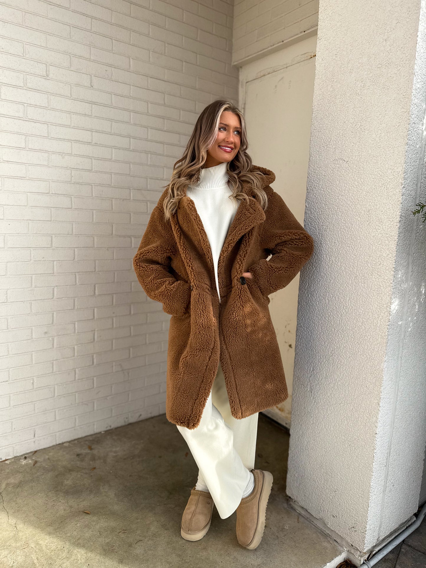 Go Where You Choose Sherpa Coat: Brown