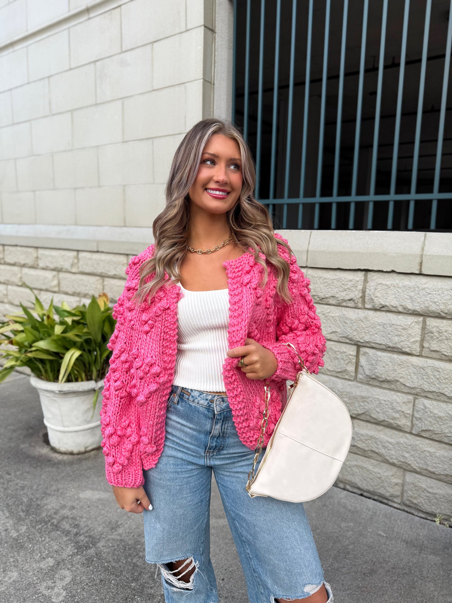 Heart On My Sleeve Cardigan: Pink