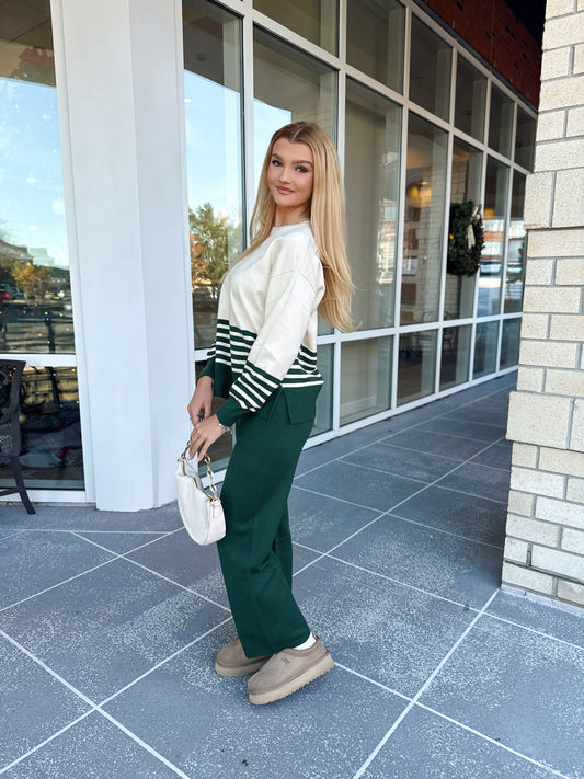 Evergreen Stripe Lounge Set