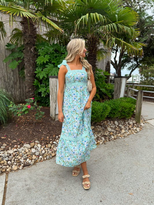 Wildflower Lane Maxi Dress: Aqua