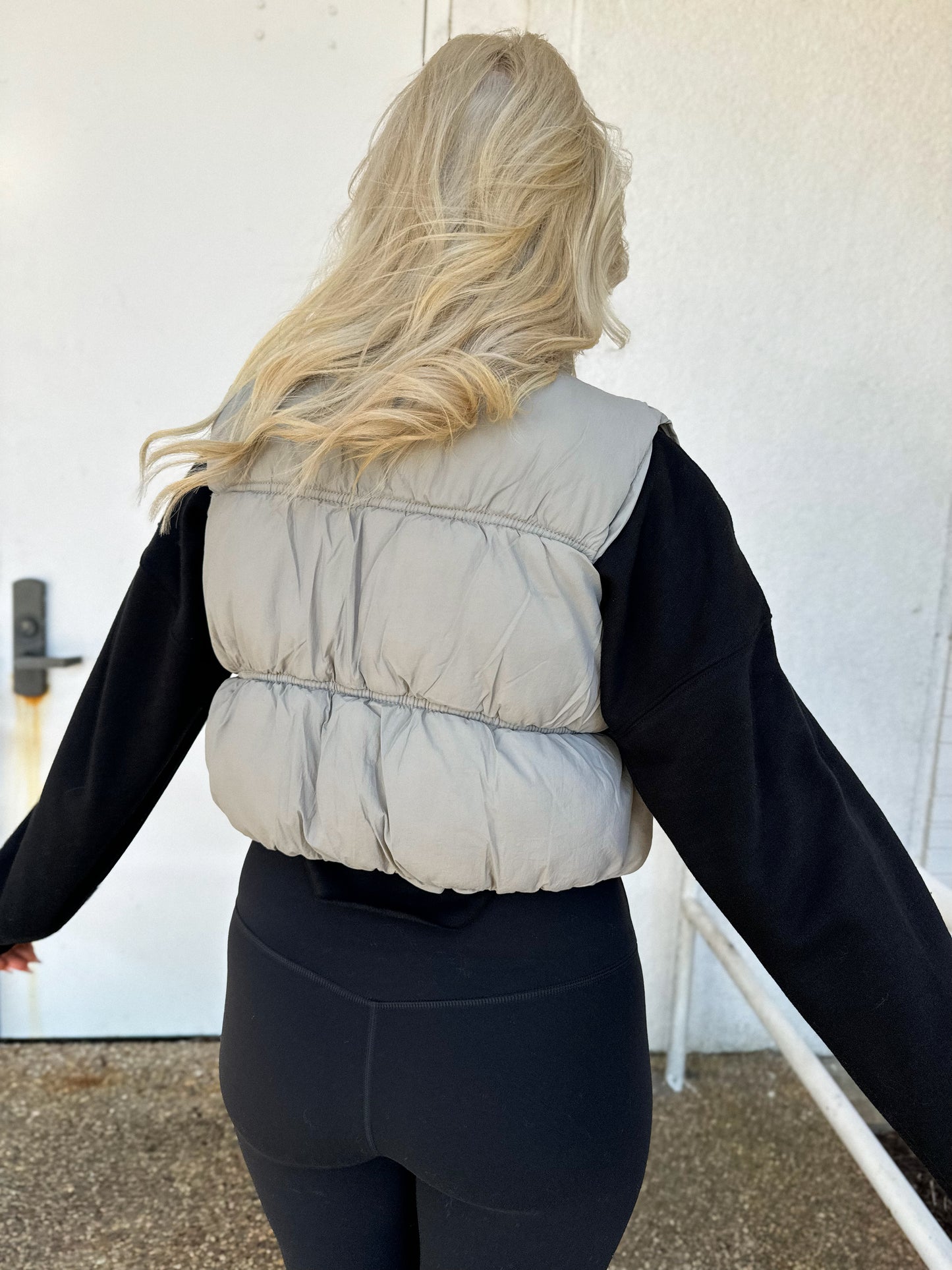 Back At It Puffer Vest: Grey