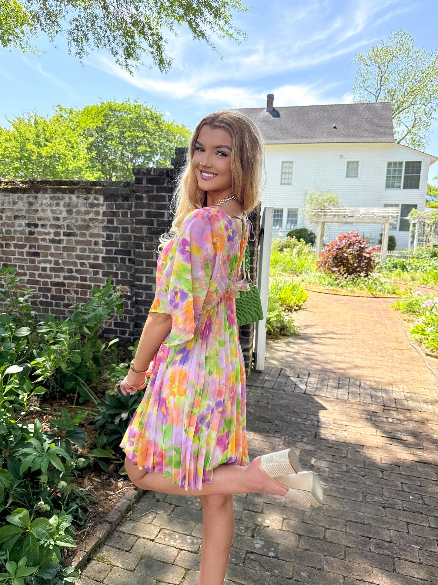Petals & Prosecco Pleated Dress