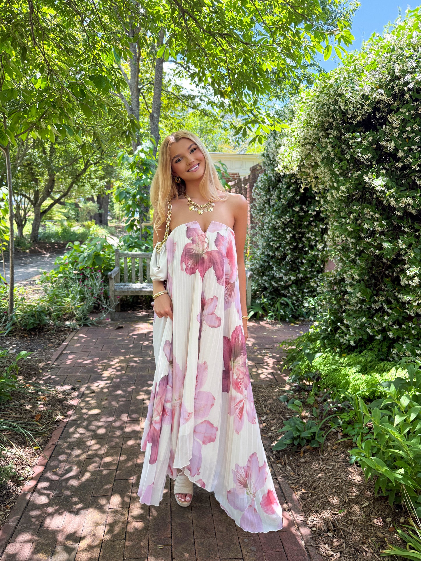 Orchid Breeze Pleated Maxi Dress