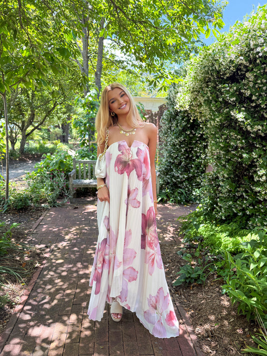 Orchid Breeze Pleated Maxi Dress