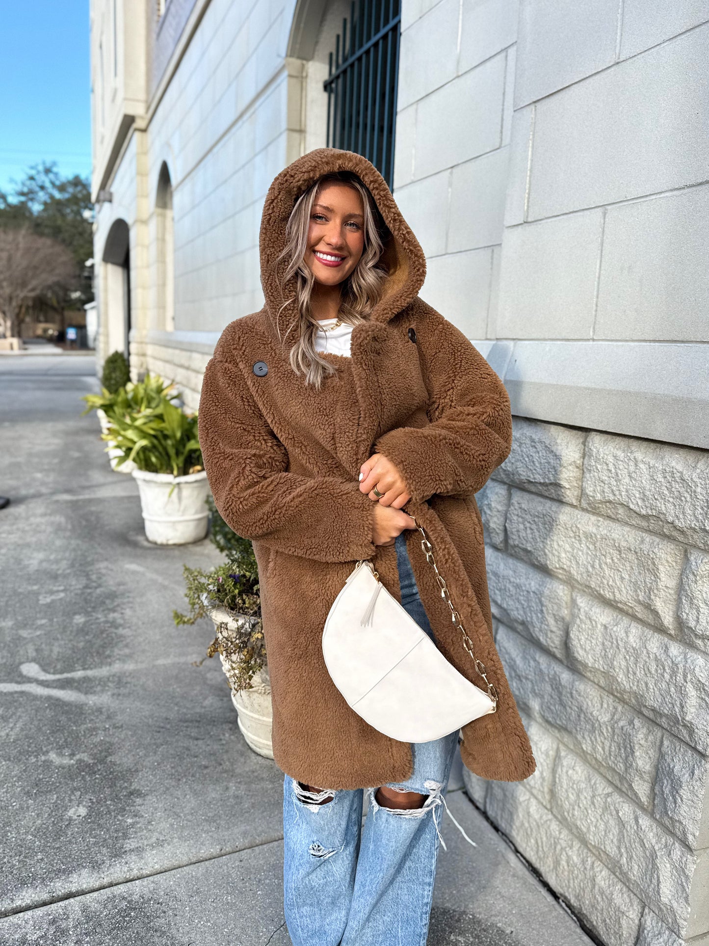 Go Where You Choose Sherpa Coat: Brown