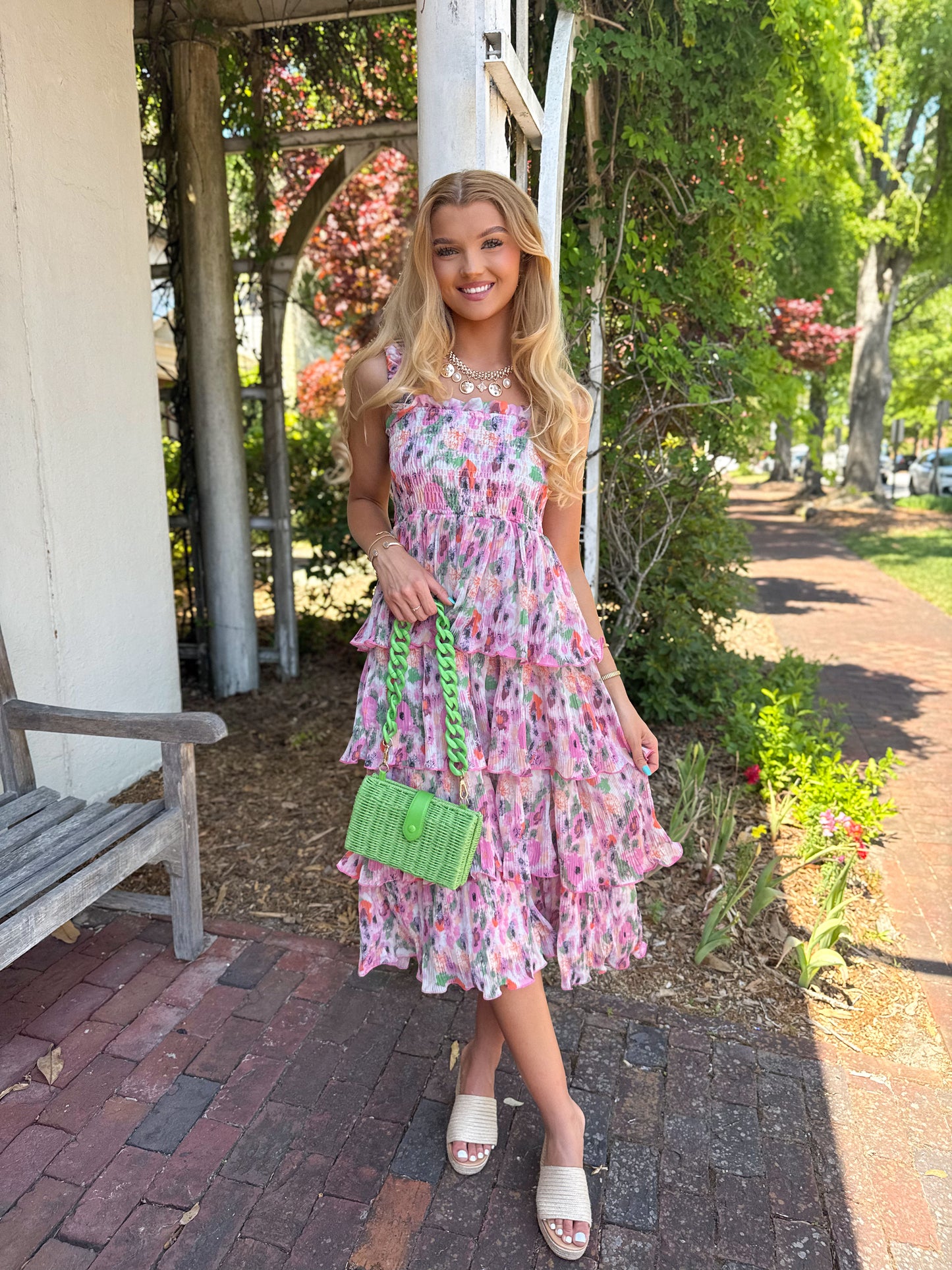 LaBelle Floral Tiered Midi Dress