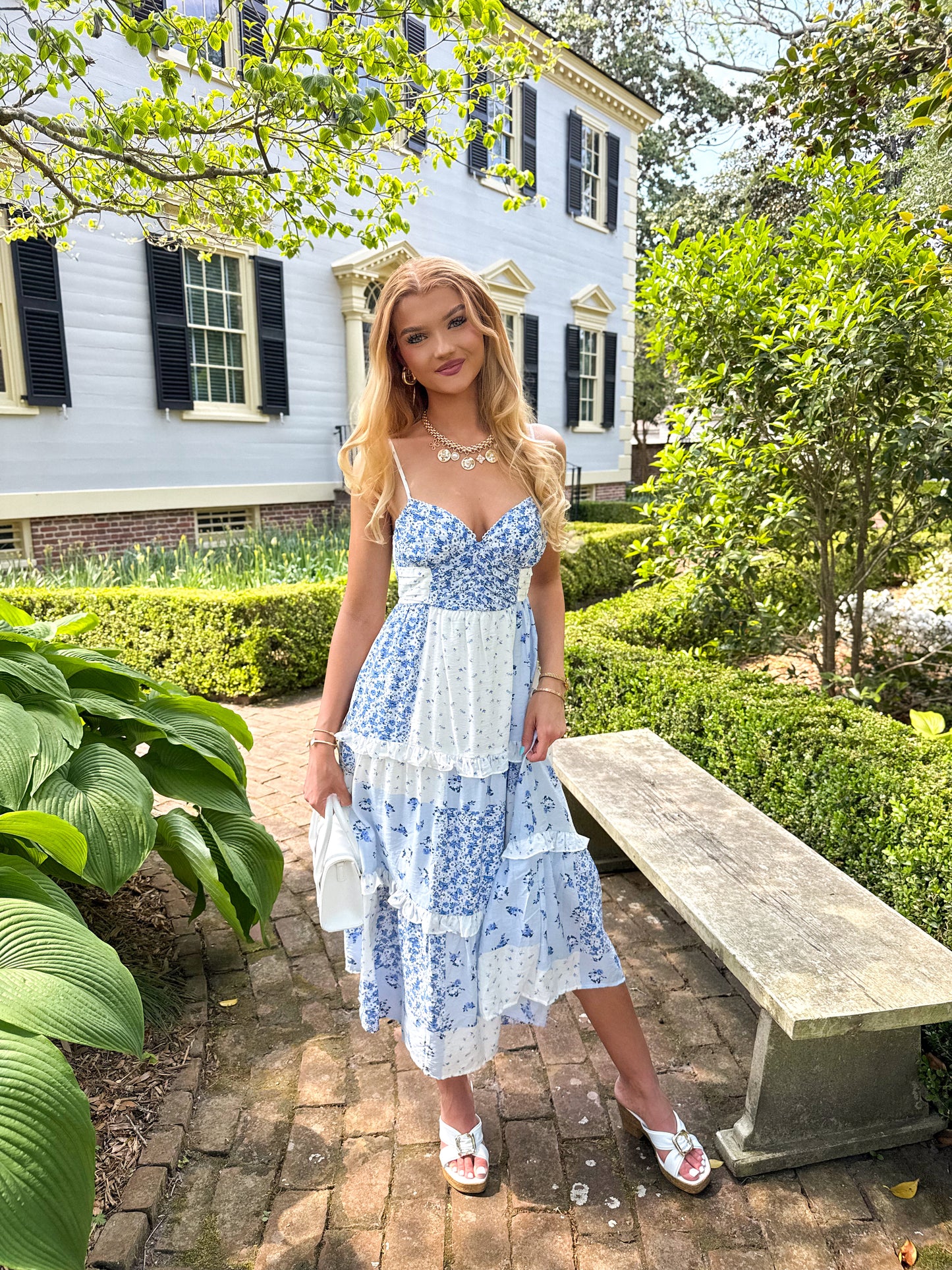 Blair Blue Patchwork Midi Dress