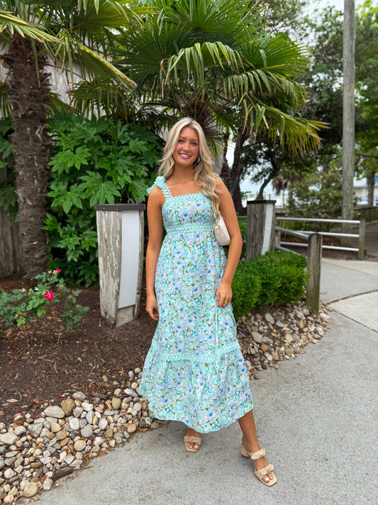 Wildflower Lane Maxi Dress: Aqua