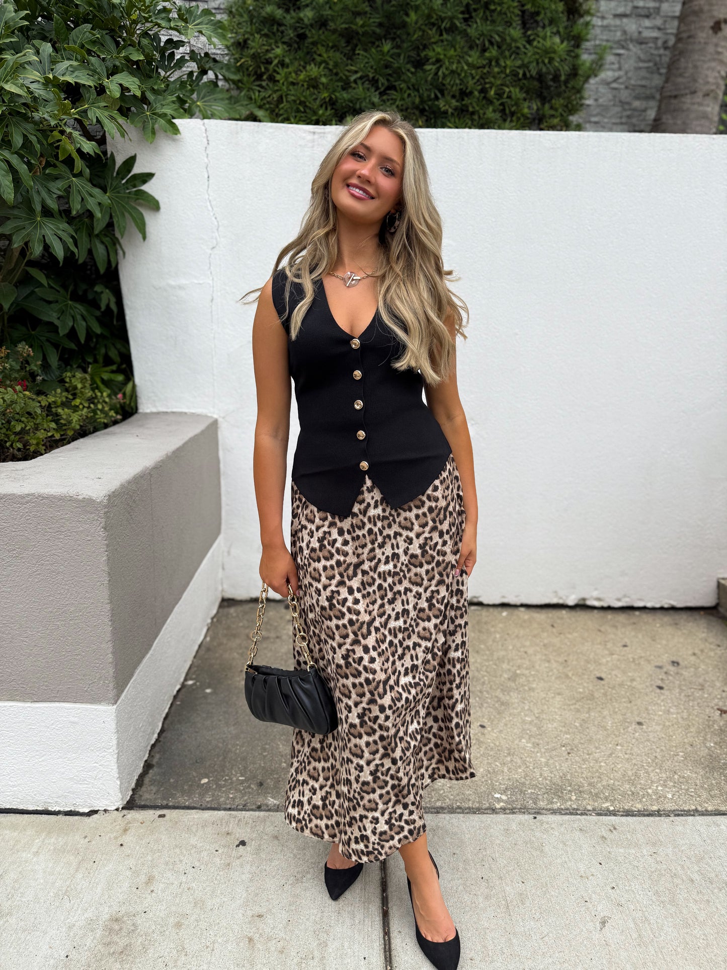 Midnight Muse Button Vest Top