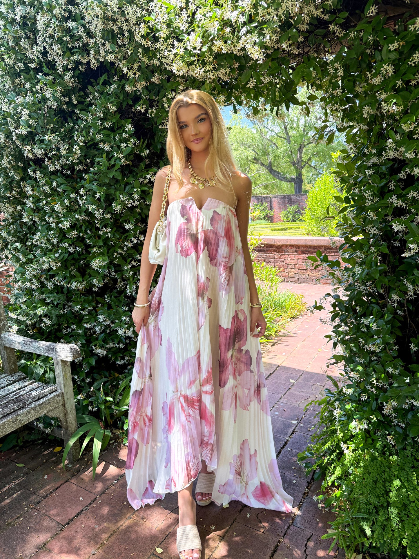 Orchid Breeze Pleated Maxi Dress