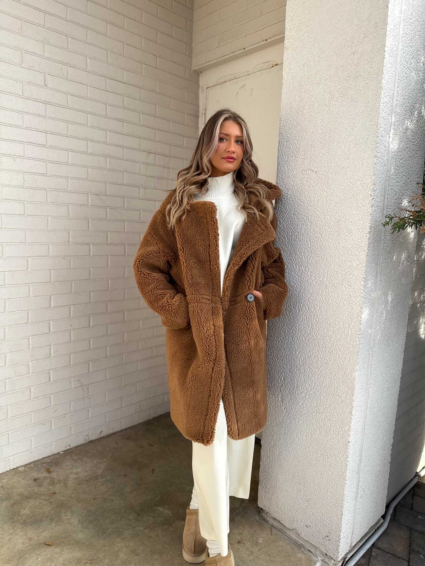 Go Where You Choose Sherpa Coat: Brown