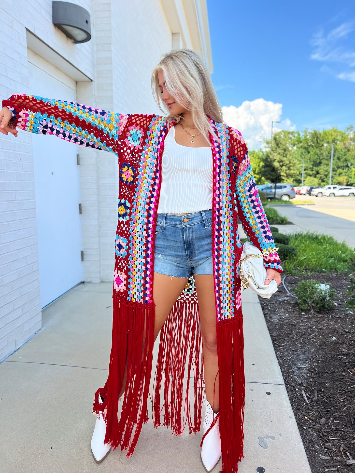 All I Really Want Crochet Duster: Red IN STOCK