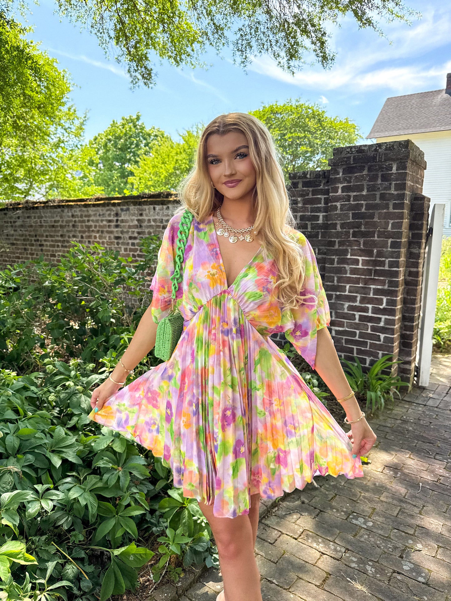 Petals & Prosecco Pleated Dress