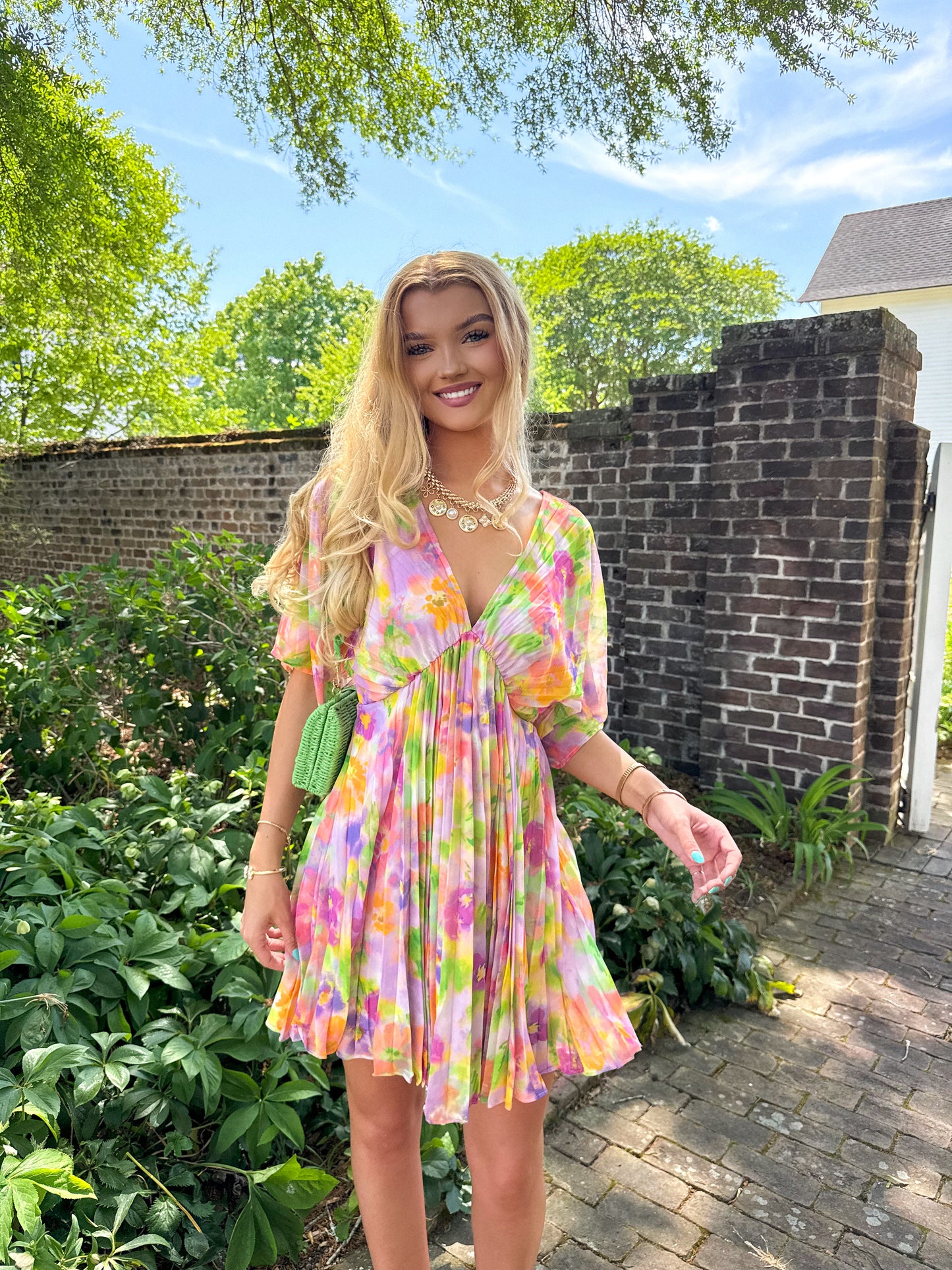 Petals & Prosecco Pleated Dress