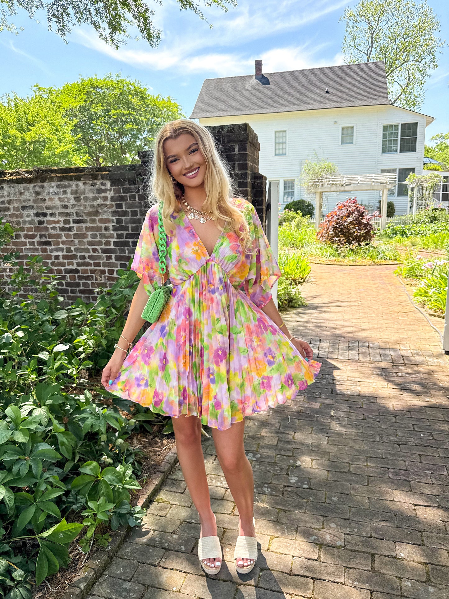 Petals & Prosecco Pleated Dress