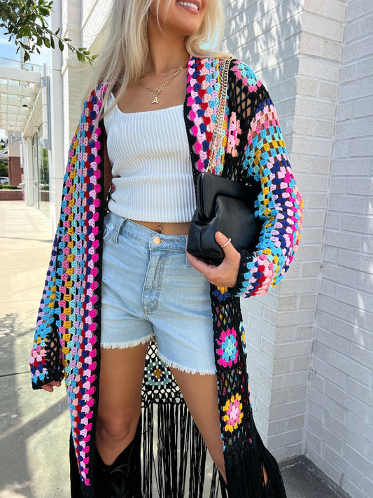 All I Really Want Crochet Duster: Black PREORDER