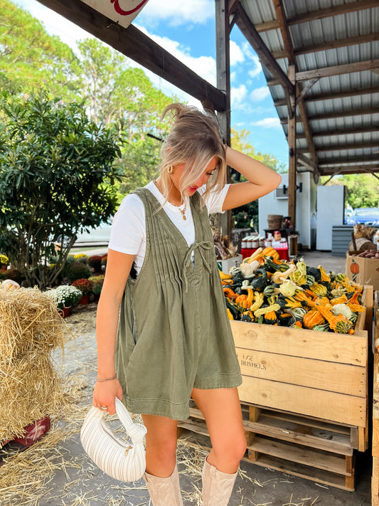 Makes Me Smile Olive Romper