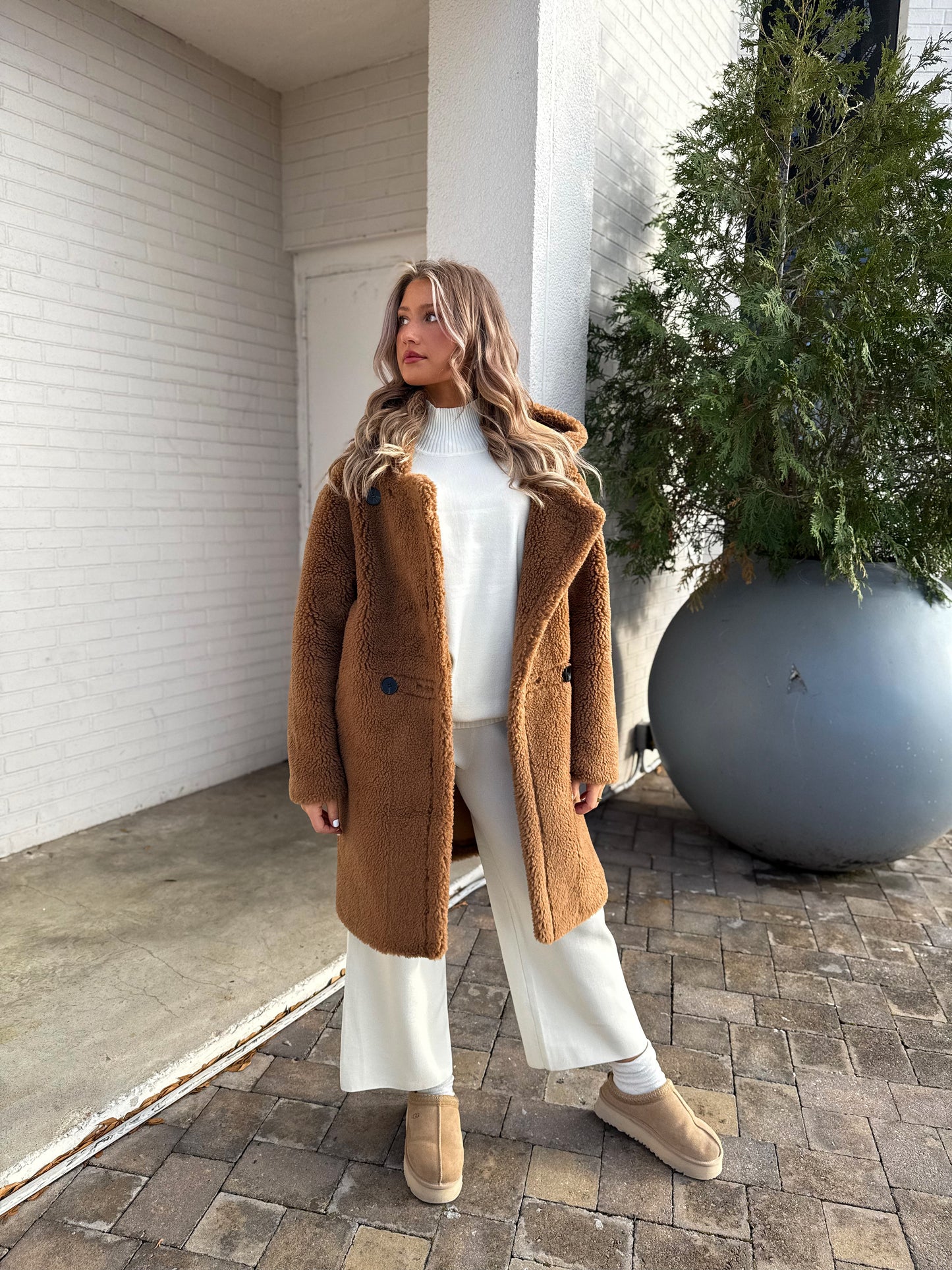 Go Where You Choose Sherpa Coat: Brown