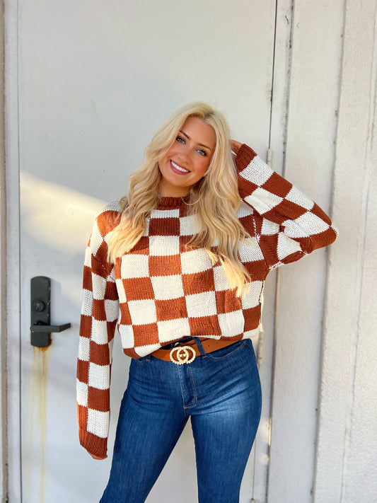 Sweet Truth Checkered Sweater