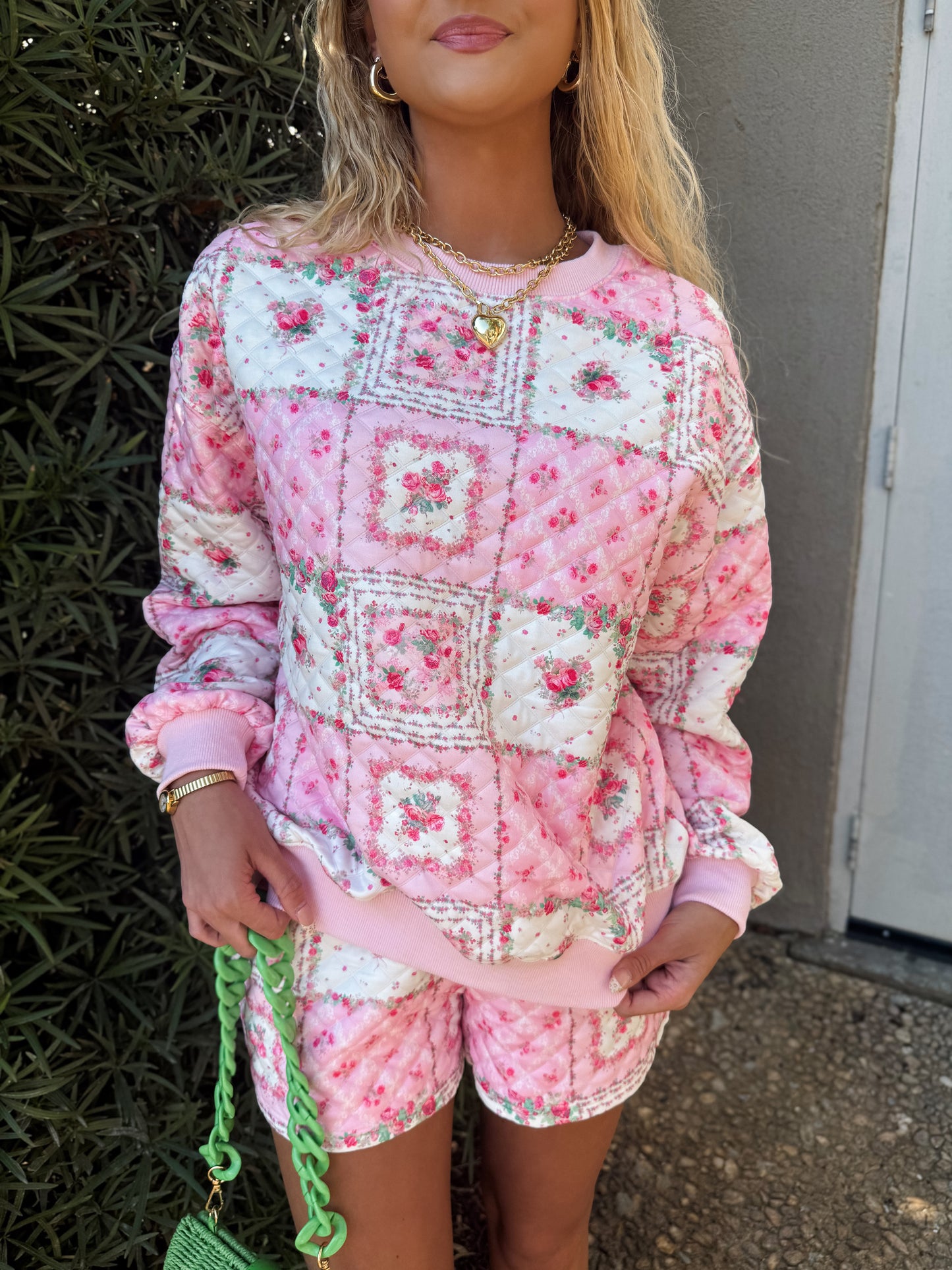 Pink Garden Quilted Set