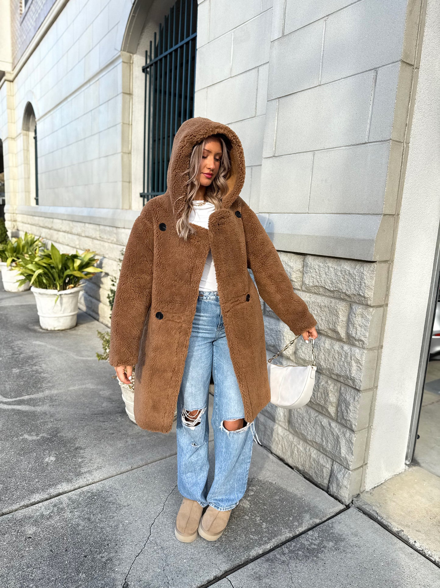 Go Where You Choose Sherpa Coat: Brown