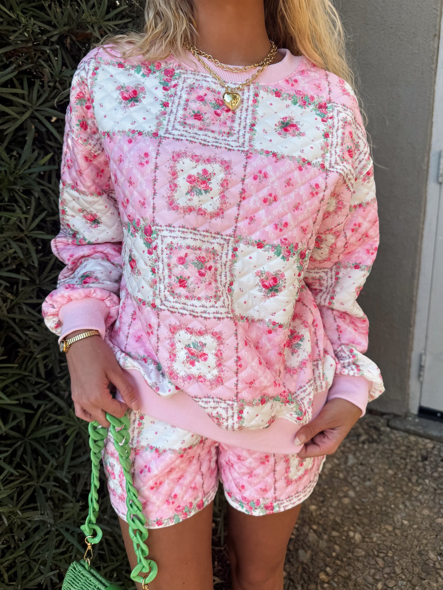 Pink Garden Quilted Set