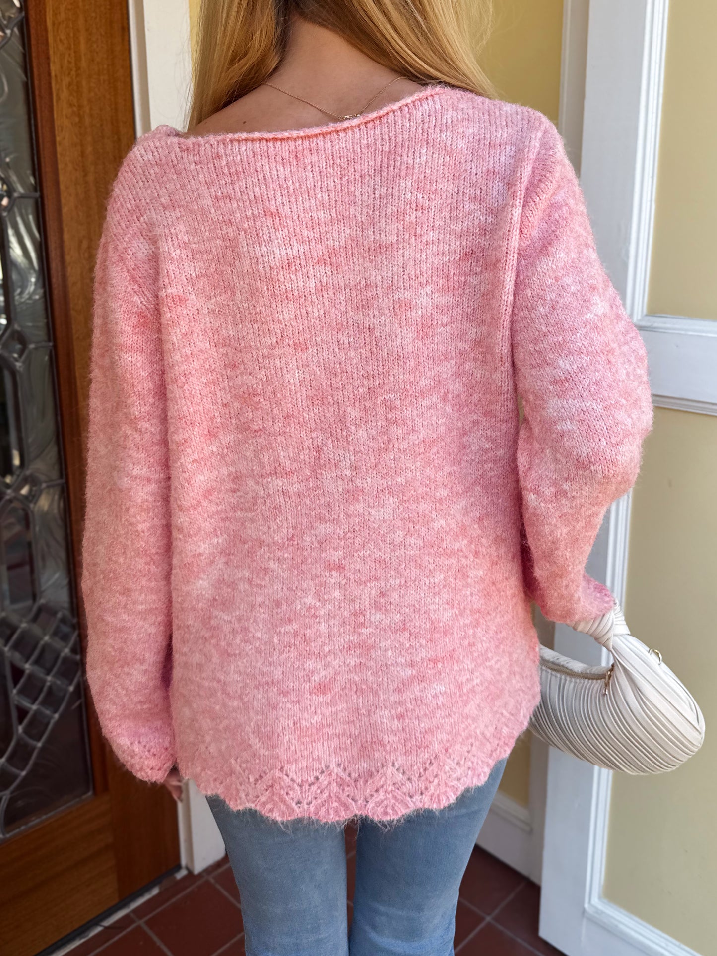 Soft Rosé Rosette Sweater