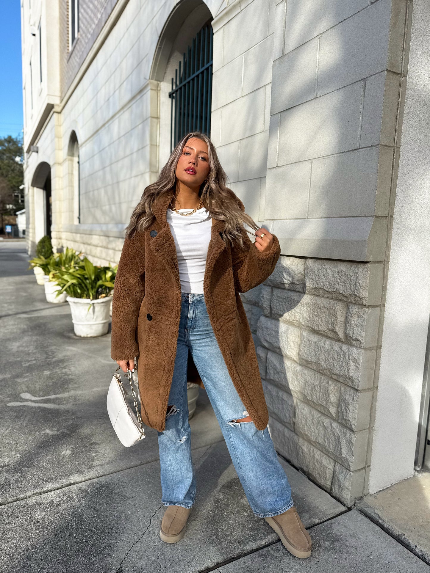 Go Where You Choose Sherpa Coat: Brown