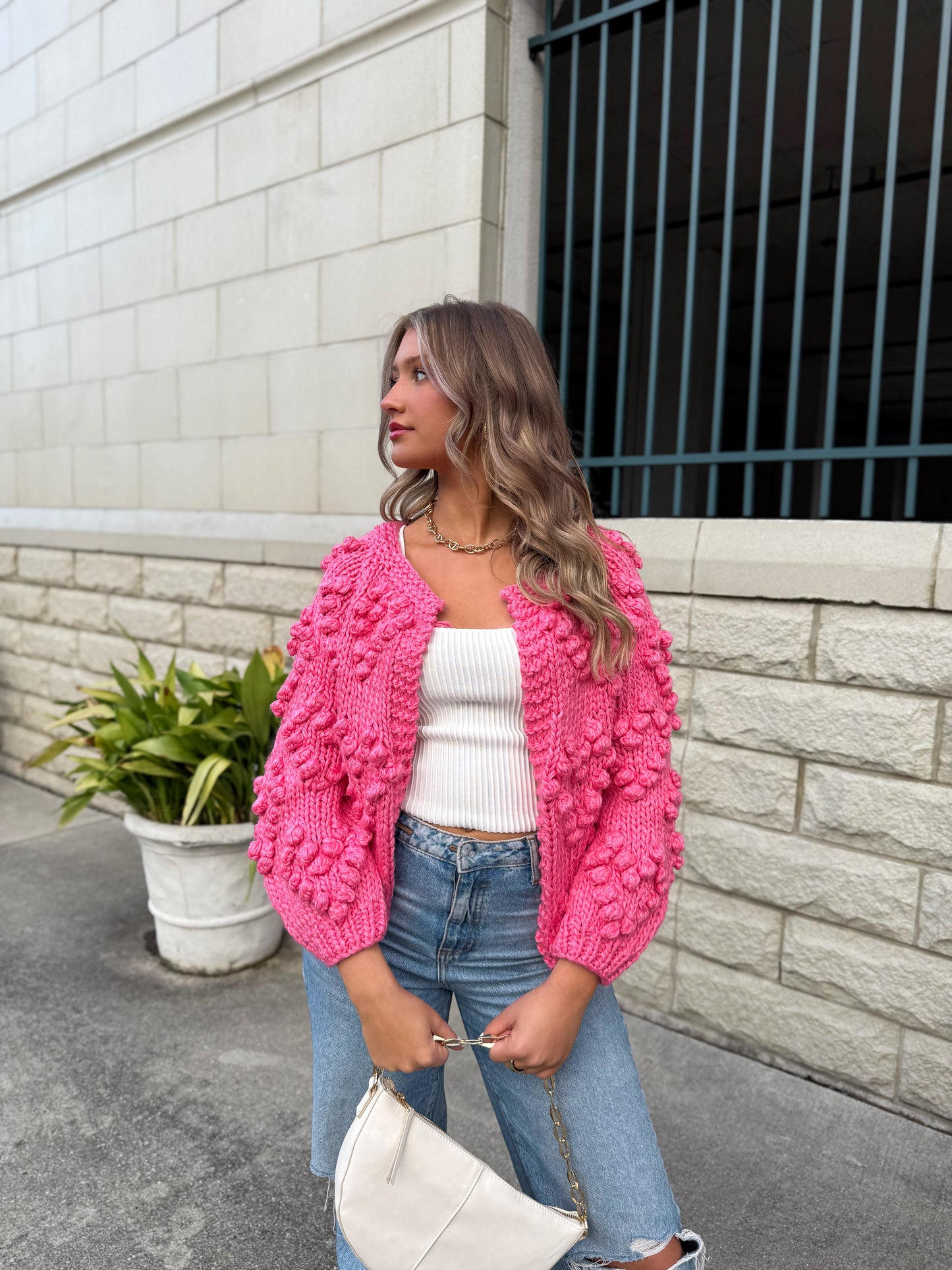 Heart On My Sleeve Cardigan: Pink