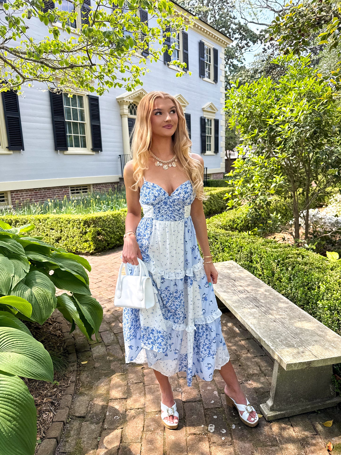 Blair Blue Patchwork Midi Dress