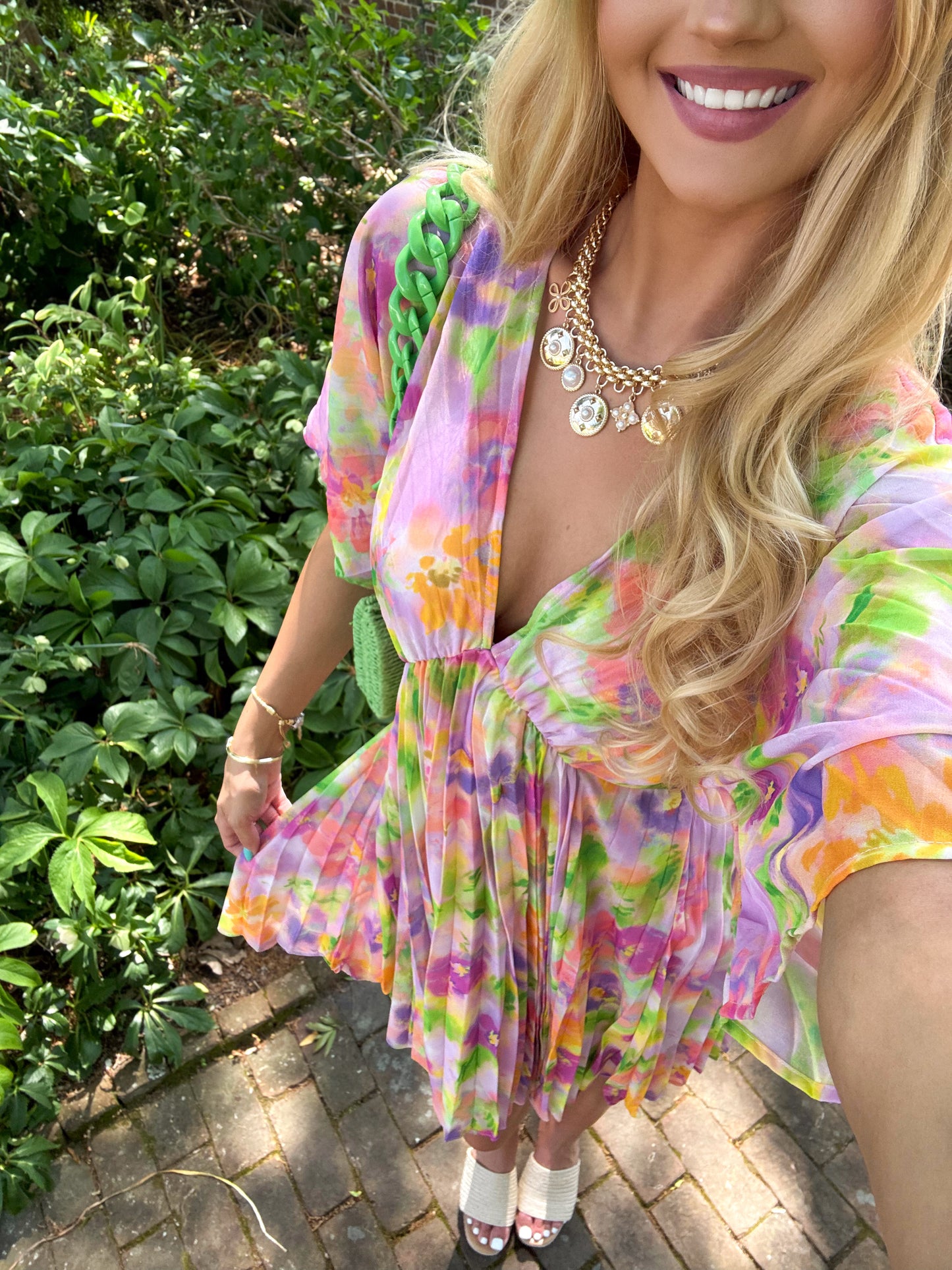 Petals & Prosecco Pleated Dress