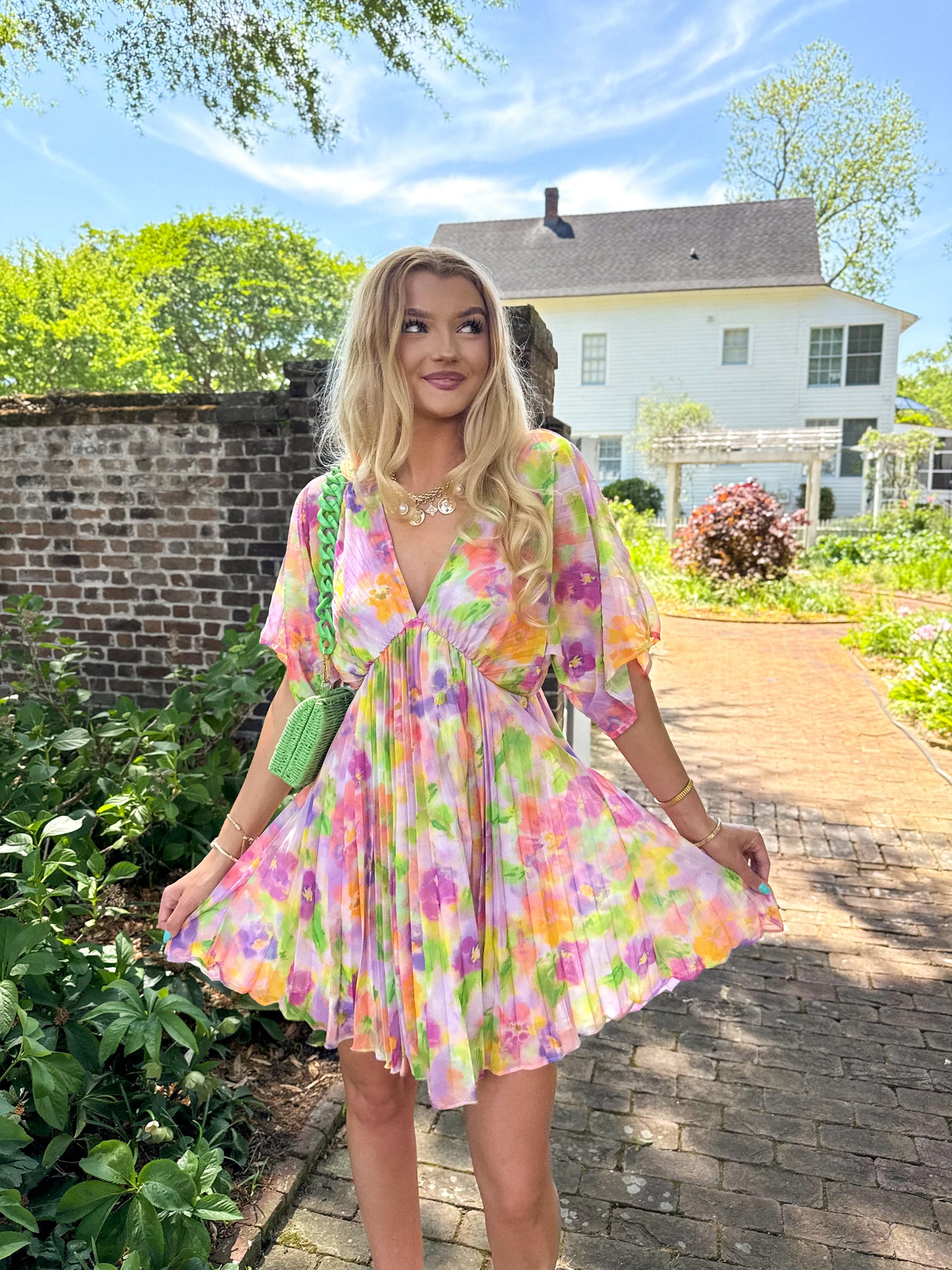 Petals & Prosecco Pleated Dress