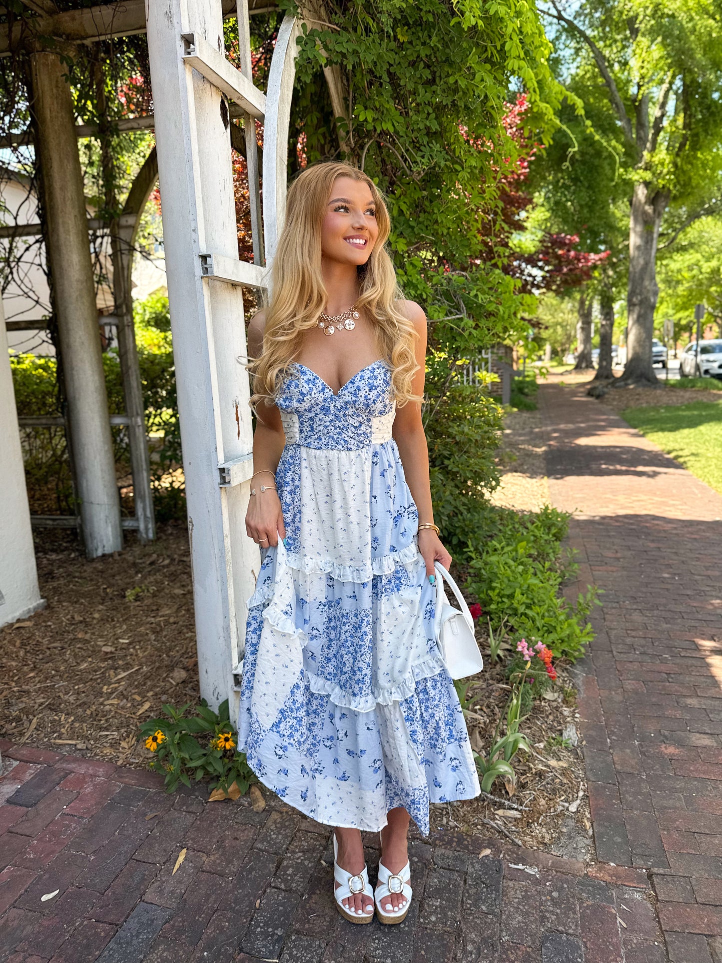 Blair Blue Patchwork Midi Dress