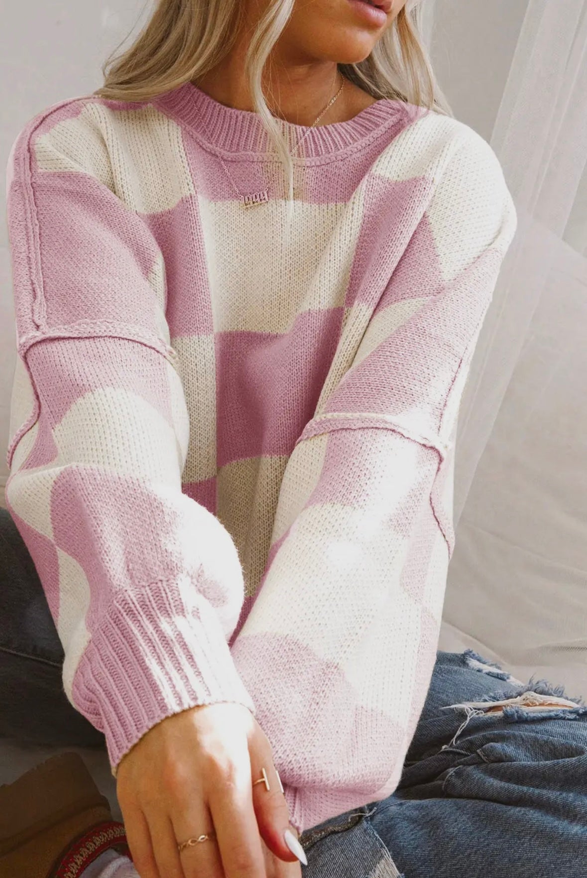 Everything About You Checkered Sweater