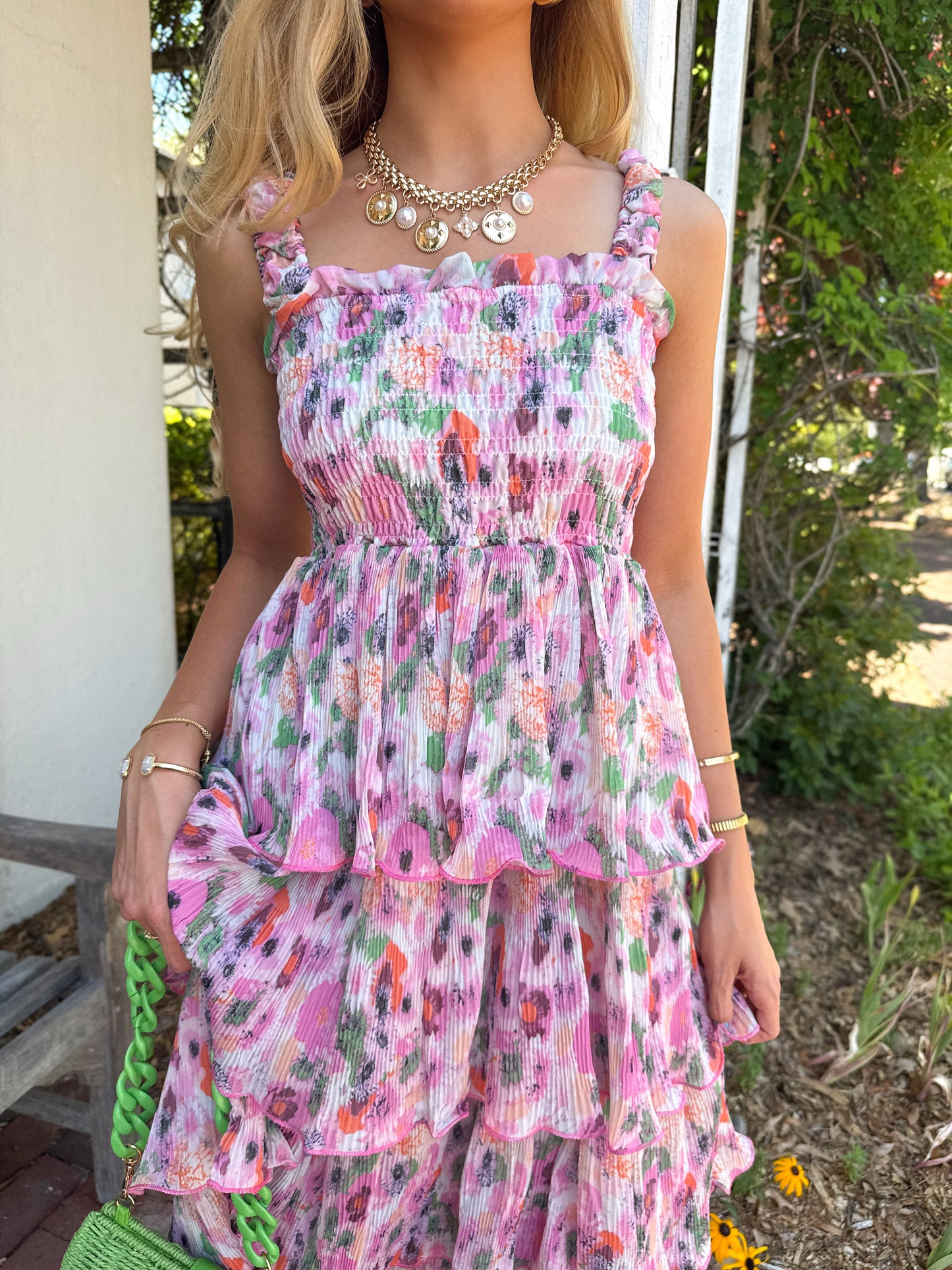 LaBelle Floral Tiered Midi Dress