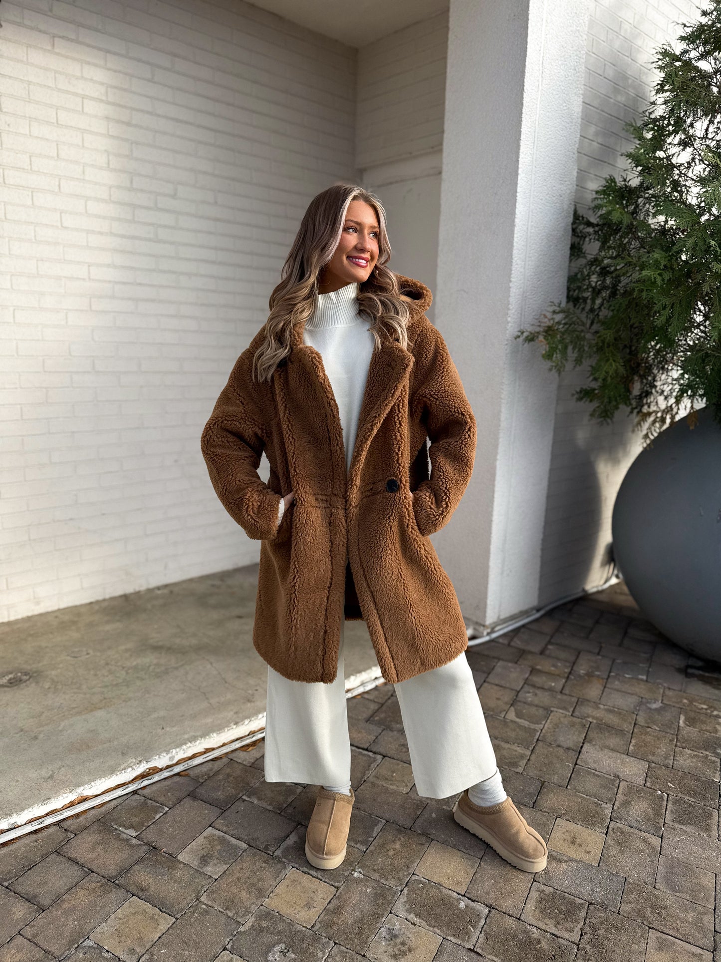 Go Where You Choose Sherpa Coat: Brown