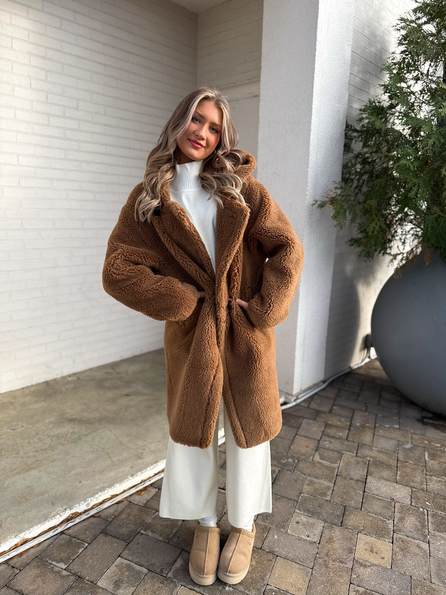 Go Where You Choose Sherpa Coat: Brown