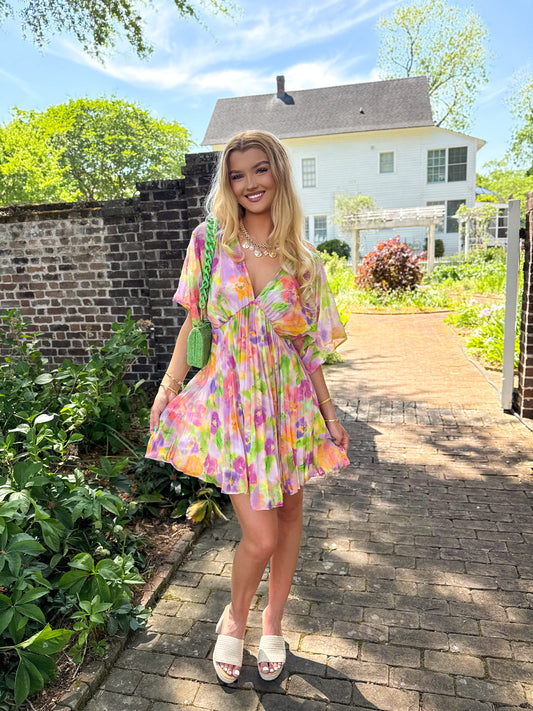 Petals & Prosecco Pleated Dress